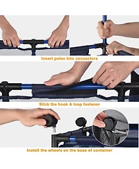 Yescom Mesh Pool Storage Bin Cart Rolling Toys Bin Storage 214 Gallon Organizer Extra Large 6 Wheels with Black Cover Replacement