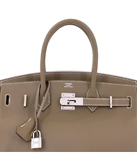 Pre-Owned Hermes Birkin 30 Handbag Grey Epsom with Palladium Hardware