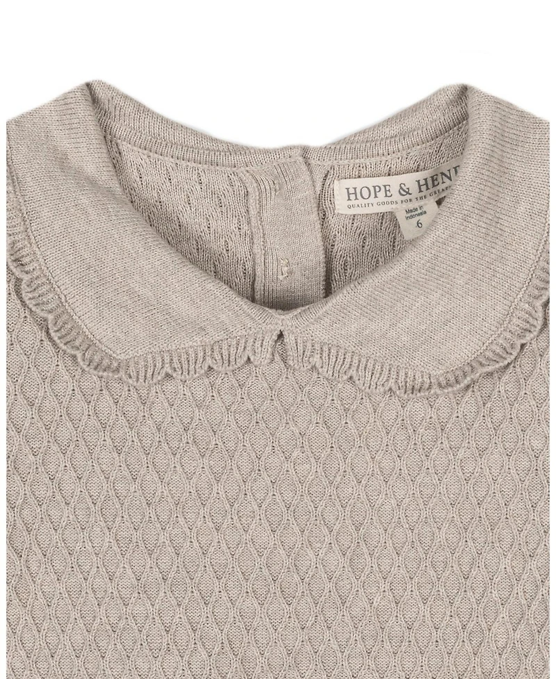 Hope & Henry Little and Big Girls' Organic Peter Pan Collar Scallop Trim Sweater Dress