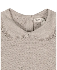 Hope & Henry Little and Big Girls' Organic Peter Pan Collar Scallop Trim Sweater Dress