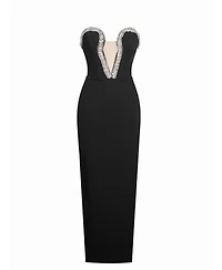 Miss Circle Women's Ivanna Black Crystal Embellished Maxi Dress