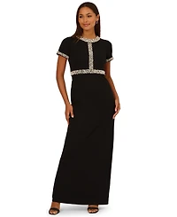 Adrianna Papell Women's Crewneck Embellished Ankle Dress