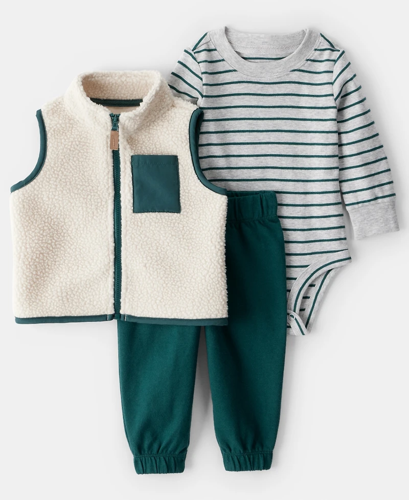 Carter's Baby Boys 3-Piece Sleeveless Vest, Bodysuit and Pants Set
