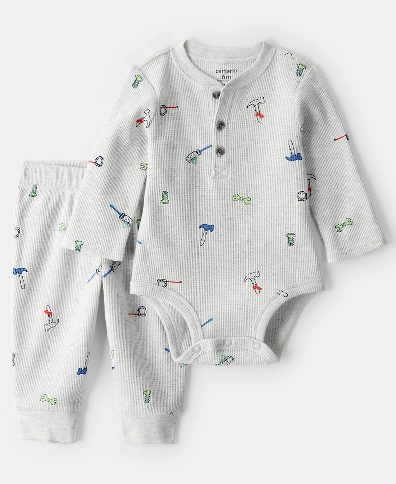 Carter's Baby Boys 2-Piece Construction Thermal Bodysuit and Pants Set