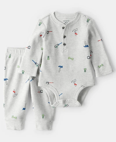 Carter's Baby Boys 2-Piece Construction Thermal Bodysuit and Pants Set