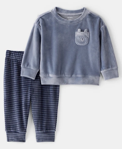 Carter's Baby Boys 2-Piece Bear Velour Sweatshirt and Joggers Set