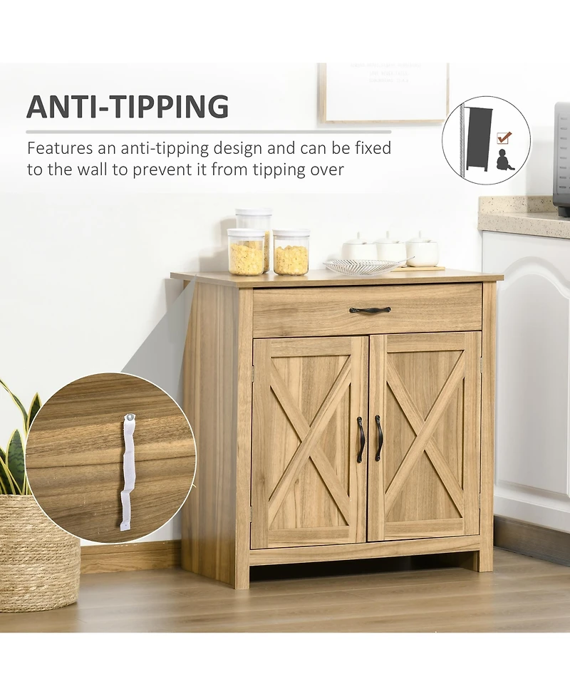 Homcom 32" Modern Farm Style Sideboard Storage Buffet Server Cabinet Organizer