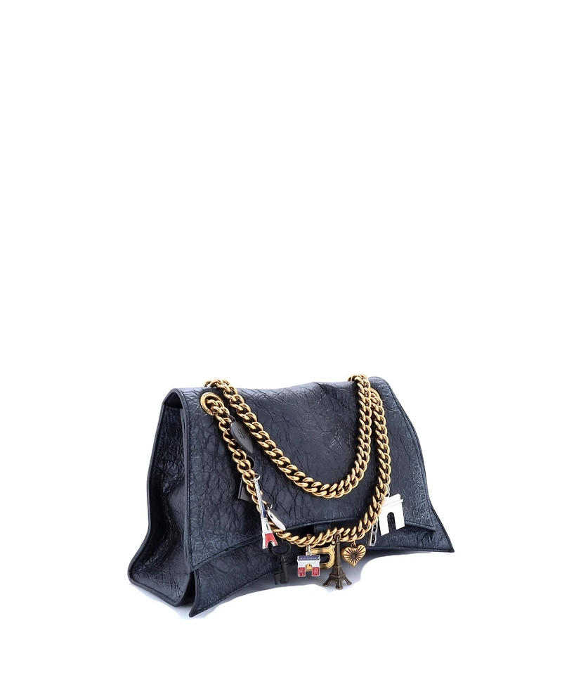 Pre-Owned Balenciaga Medium Crush Charm Chain Flap Bag Leather