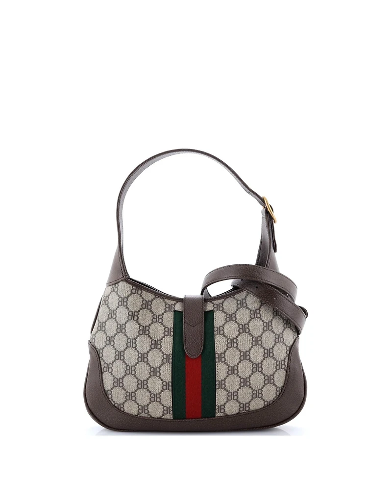 Pre-Owned Balenciaga Small x Gucci The Hacker Project Jackie 1961 Hobo Bb Coated Canvas