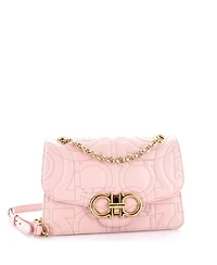 Pre-Owned Salvatore Ferragamo Medium Gancini Turnlock Flap Bag Gancini Quilted Leather