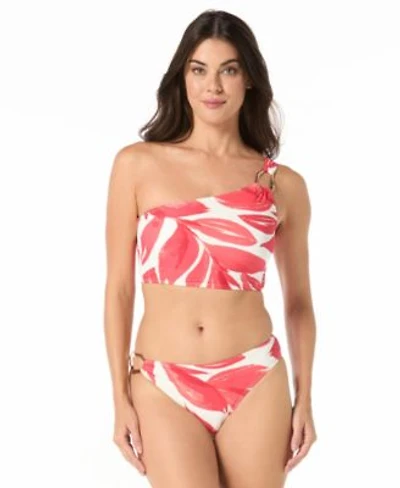 Carmen Marc Valvo Womens Printed One Shoulder Top Printed High Cut Bikini Bottom