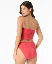 Carmen Marc Valvo Womens Bandeau Draped Top Beaded Bikini Bottom