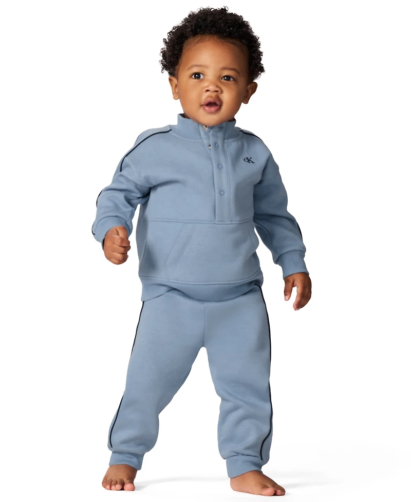 Calvin Klein Baby Boys 2-Piece Semi-Snap Sweatsuit and Joggers Set