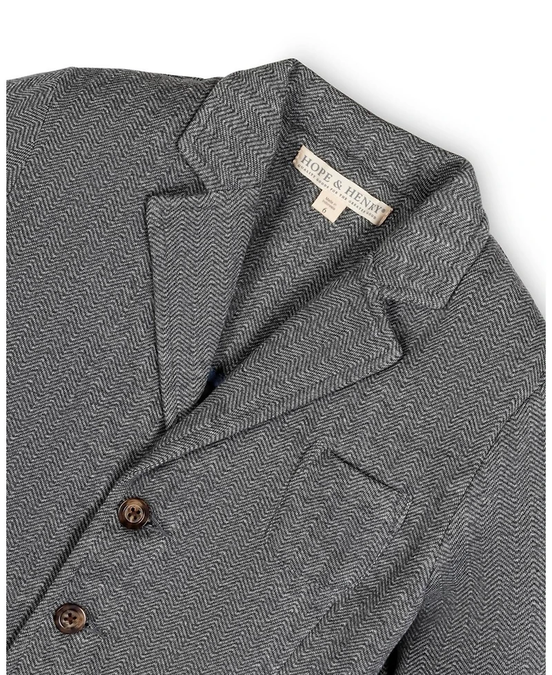 Hope & Henry Little and Big Boys' Fleece Suit Blazer Made with Organic Cotton