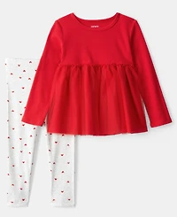 Carter's Girls Toddler 2T-5T 2-Piece Valentine's Day Long-Sleeve T-Shirt and Leggings Set