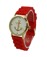Red Anchor Emblem Silicone Band Watch