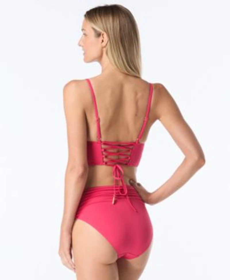 Vince Camuto Womens Corset Bikini Bra Top Lace Back Swim Bottom