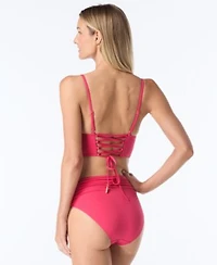 Vince Camuto Womens Corset Bikini Bra Top Lace Back Swim Bottom