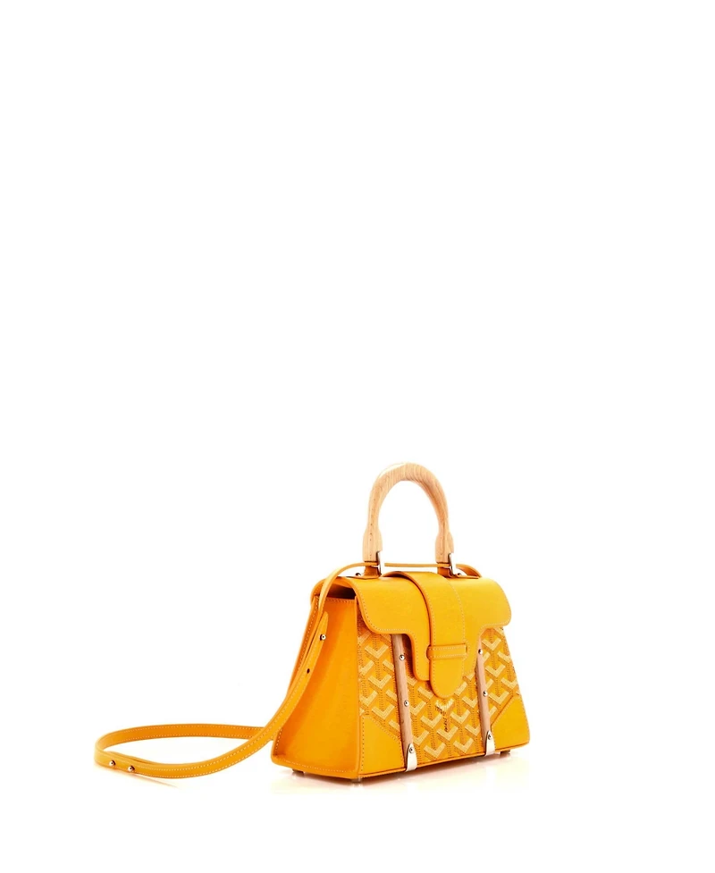 Pre-Owned Goyard Mini Structured Saigon Top Handle Bag Coated Canvas with Leather