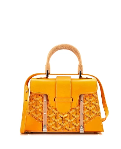 Pre-Owned Goyard Mini Structured Saigon Top Handle Bag Coated Canvas with Leather