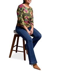 Tribal Women's Audrey Boundless Stretch Denim Pull-On Flare Jeans
