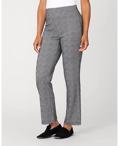 Cable & Gauge Women's Plaid Kick Flare Ponte Pants