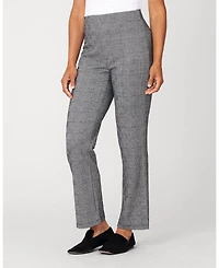 Cable & Gauge Women's Plaid Kick Flare Ponte Pants