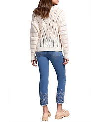 Tribal Women's Textured Special Wash Crew Neck Sweater