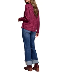 Tribal Women's Jacquard Knit Long Sleeve Mock Neck Top