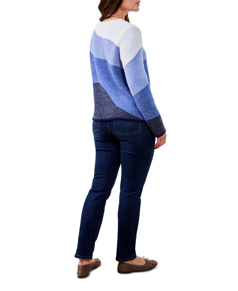 Tribal Women's Fuzzy Double Knit Crew Neck Sweater
