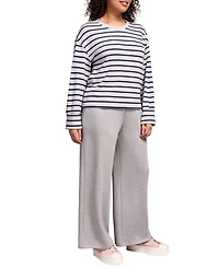 Tribal Women's Long Sleeve Stripe Crew Neck Brush Knit Top