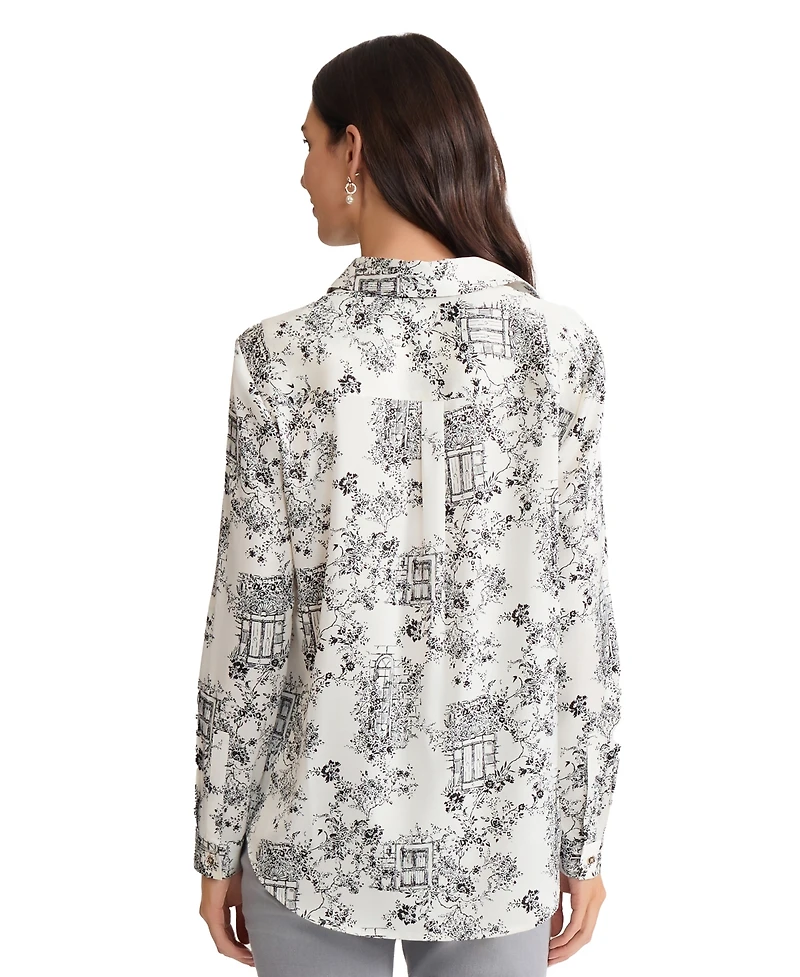 Jones New York Women's Long-Sleeve Collared Neck Top