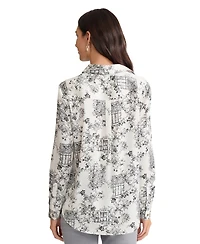 Jones New York Women's Long-Sleeve Collared Neck Top