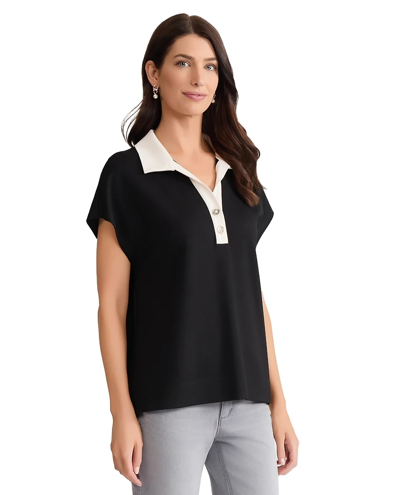Jones New York Women's Extended Shoulders Polo T-Shirt