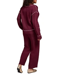 Tribal Women's Saddle Stitch Crew Neck Sweater