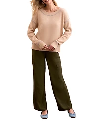 Tribal Women's Saddle Stitch Crew Neck Sweater