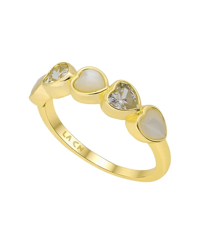 Unwritten Multi Doomed Mother Of Cultivated Pearl Cubic Zirconia Heart Ring