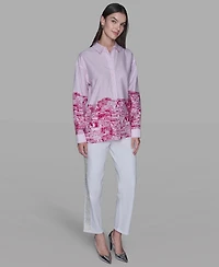 Karl Lagerfeld Paris Women's Printed High-Low Shirt