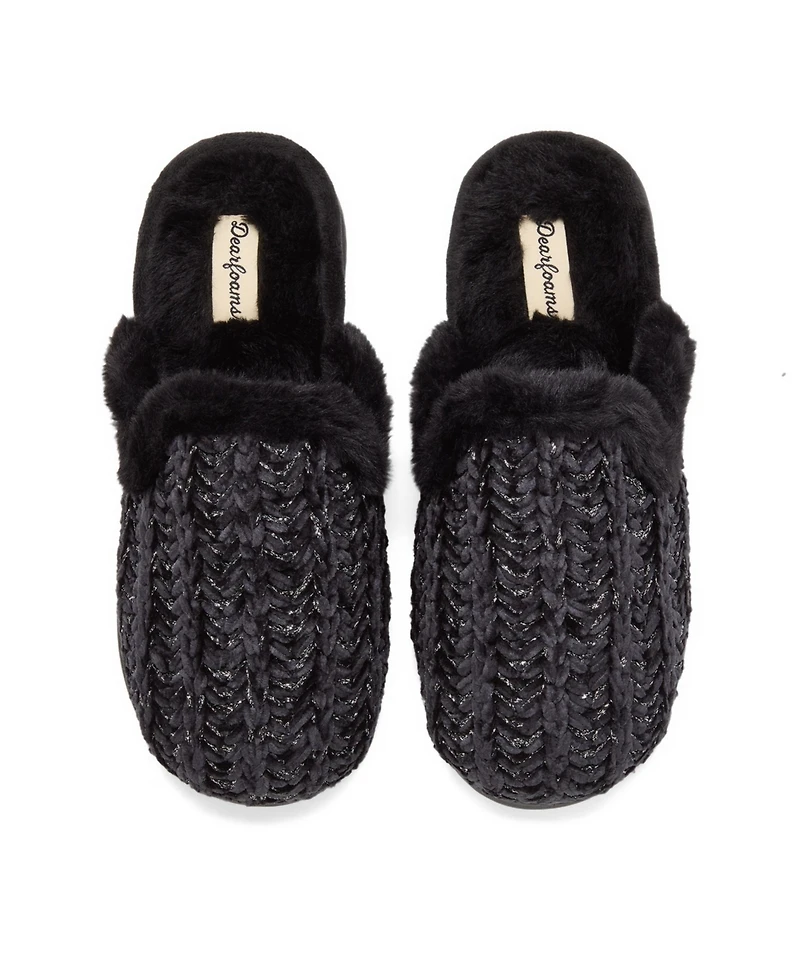 Dearfoams Women's Paris Chenille Shaped Tab Scuff Slipper