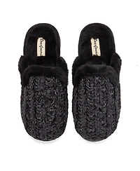 Dearfoams Women's Paris Chenille Shaped Tab Scuff Slipper