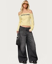 Edikted Women's New York Babe Off Shoulder Top