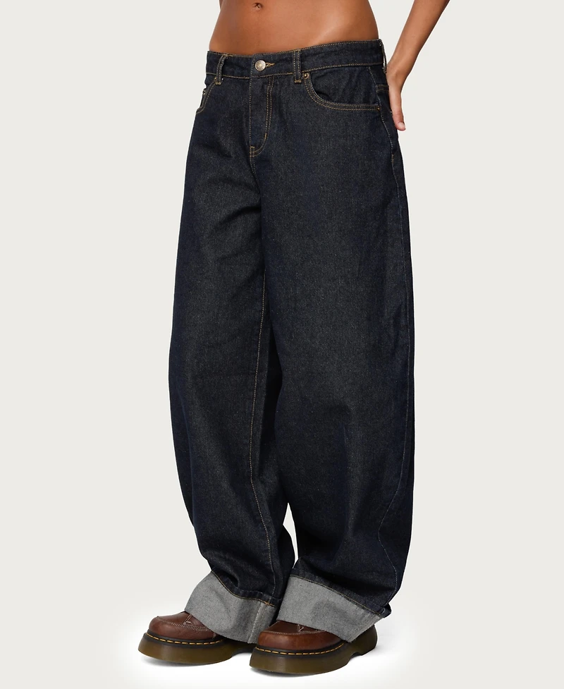 Edikted Women's Kella Extra Oversized Low Rise Jeans