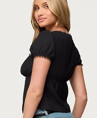 Edikted Women's Lacey Split Front Lace Up Top
