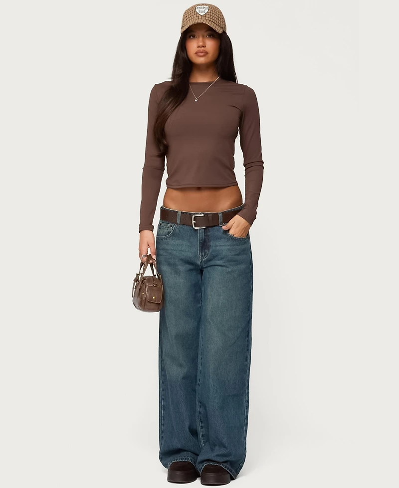 Edikted Women's Heartly Low Rise Straight Leg Jeans