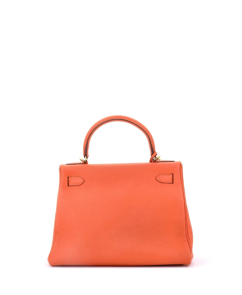 Pre-Owned Hermes Kelly 28 Handbag Orange Togo with Gold Hardware
