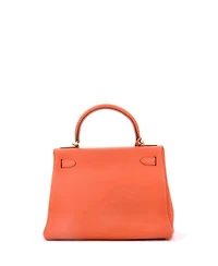 Pre-Owned Hermes Kelly 28 Handbag Orange Togo with Gold Hardware