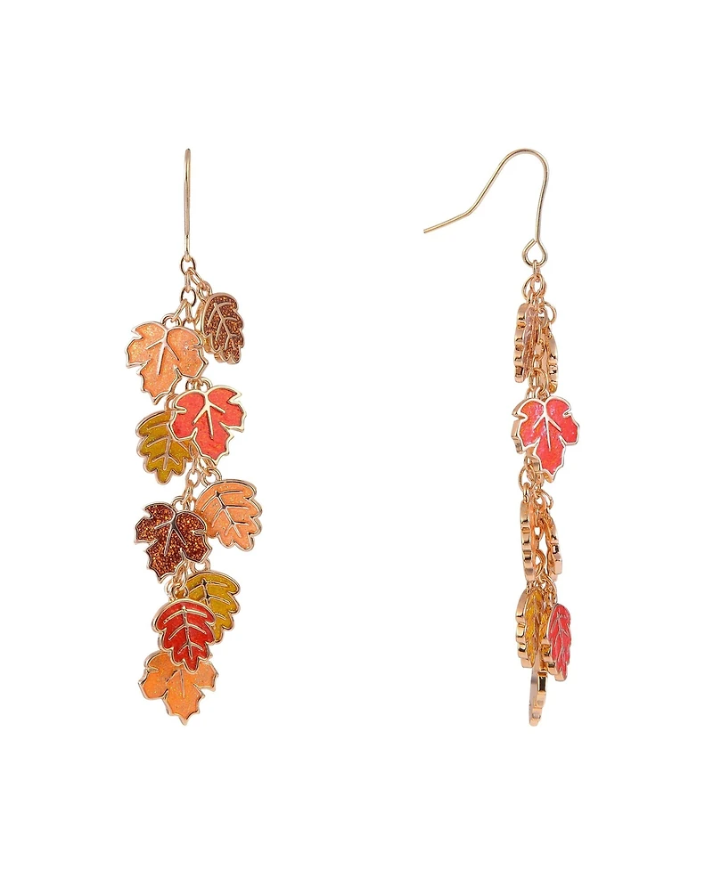 Hallmark Enamel Leaf Linear Earrings