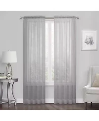 Kate Aurora Essential 1 Piece Silver Gray Sheer Voile Rod Pocket Window Curtain Panel