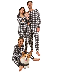Leveret Dog Cotton Pajamas, Plaid Black and White, Matching Family Christmas Pajamas