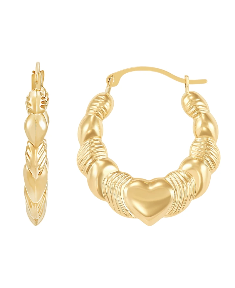 Macy's Heart Hoop Earrings in 14K Yellow Gold